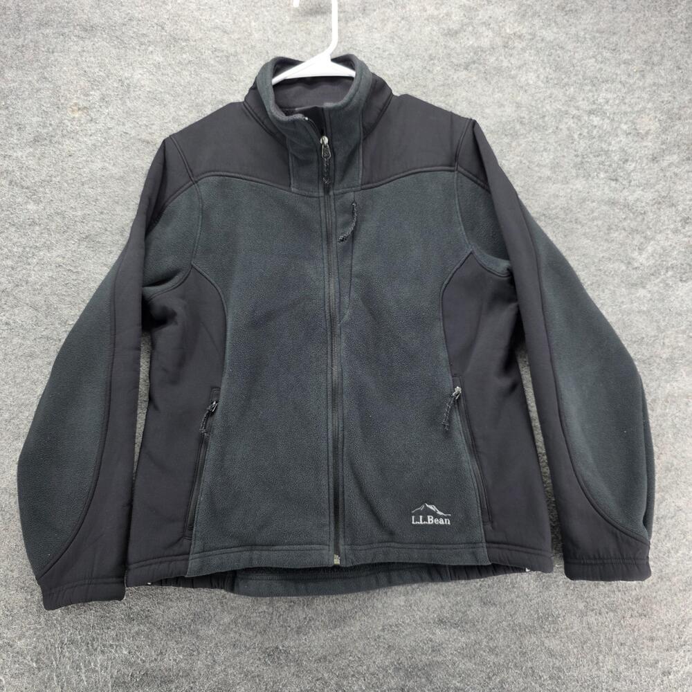 L.L. Bean Jacket Mens M Black Fleece Polartec Full Zip Lined Zipped Pockets Logo